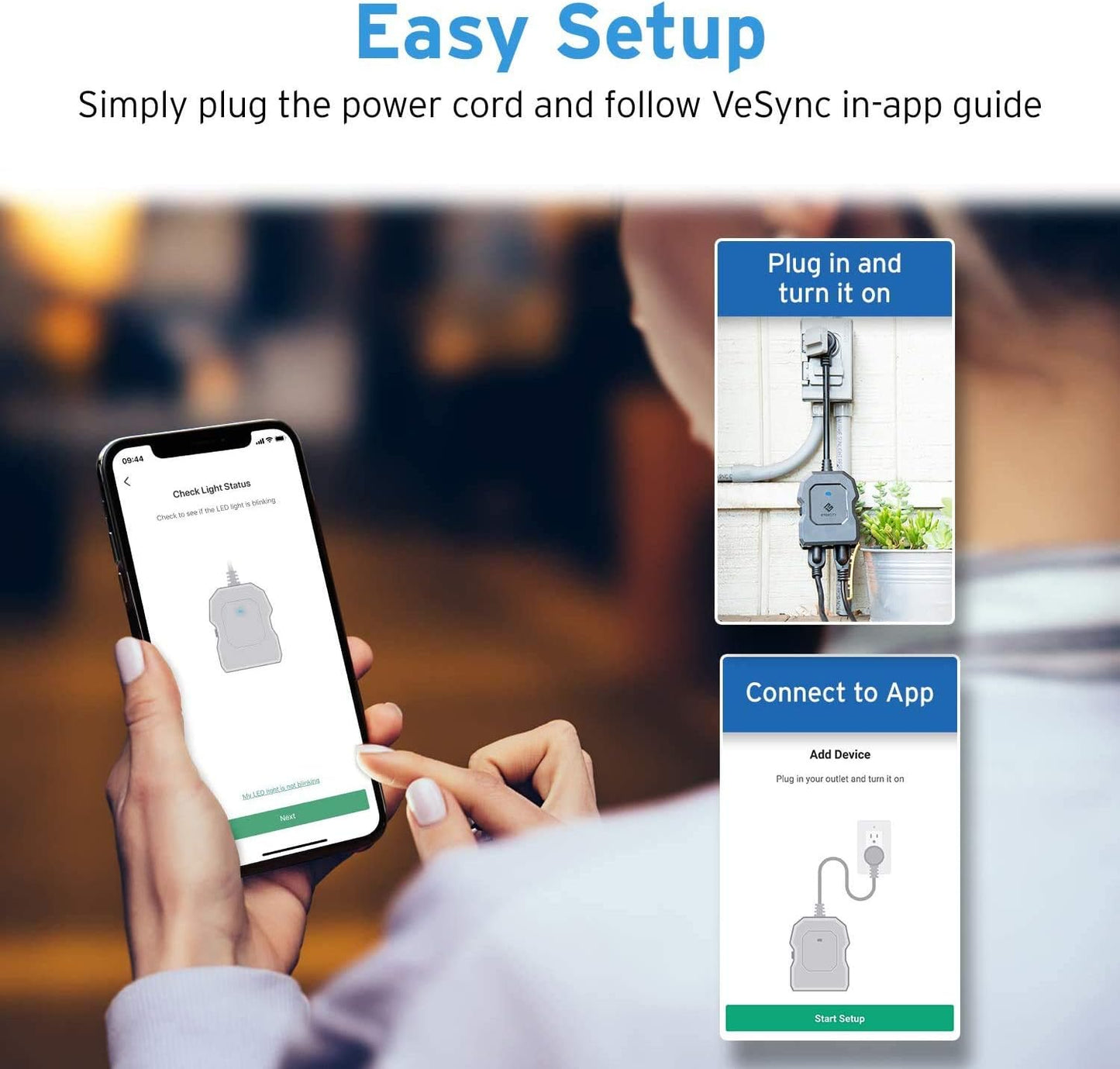 Outdoor Smart Plug, Home Wifi Outlet with 2 Sockets for Lights, Timer Function & Energy Monitoring, Works with Alexa & Google Home, Wireless Remote Control, ETL Listed, 1PACK