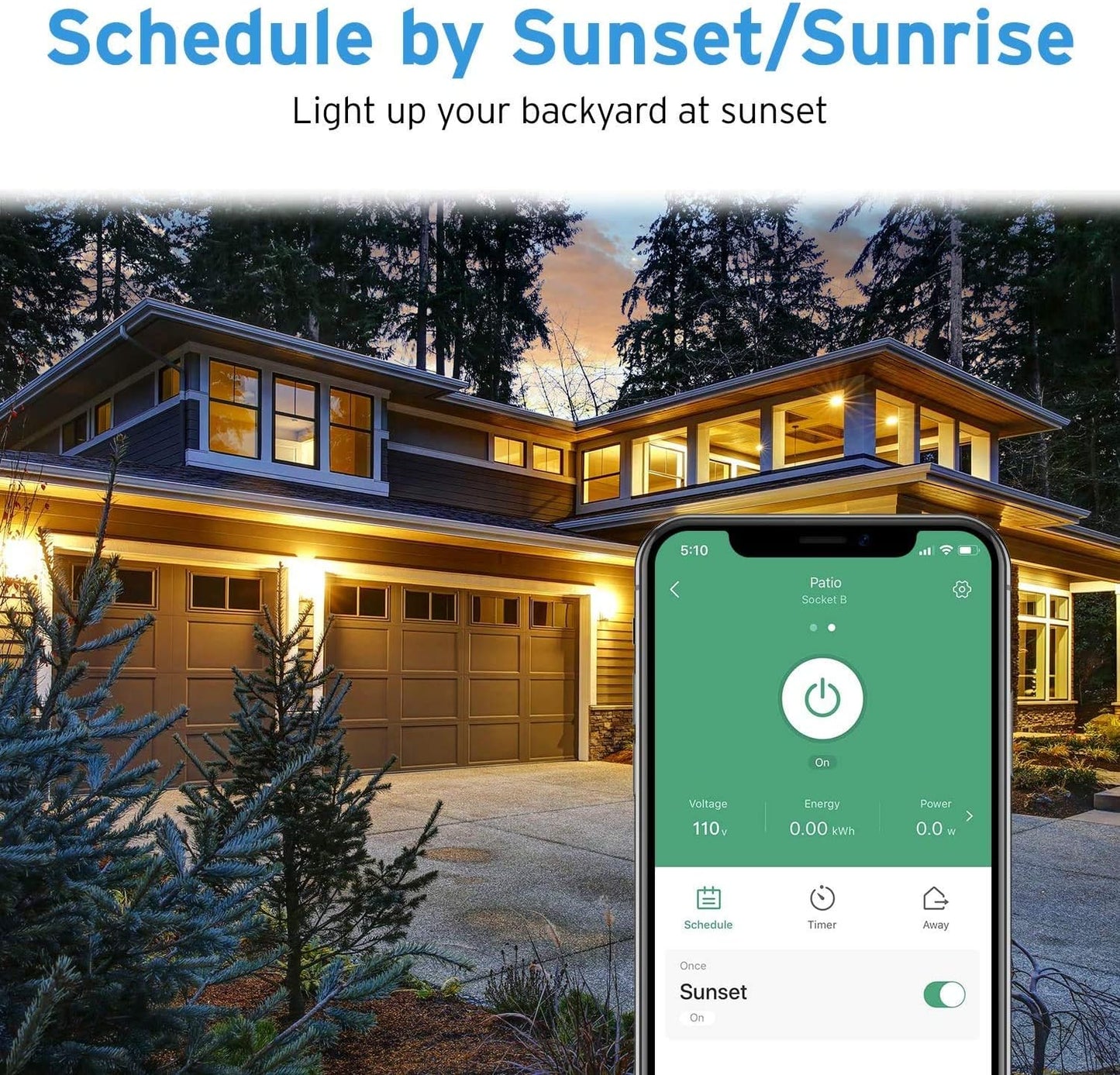 Outdoor Smart Plug, Home Wifi Outlet with 2 Sockets for Lights, Timer Function & Energy Monitoring, Works with Alexa & Google Home, Wireless Remote Control, ETL Listed, 1PACK